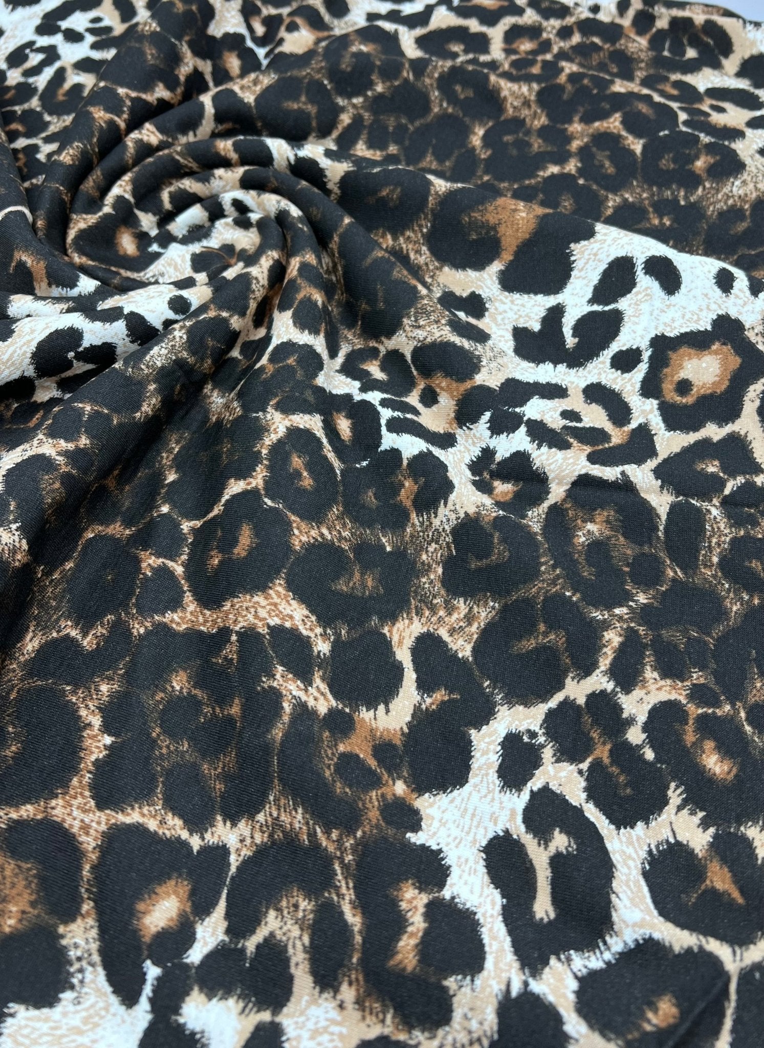 Leopard Brown Mix Print Viscose Elastane Fabric - T9 Fabrics