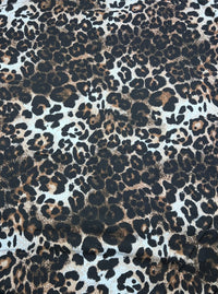 Leopard Brown Mix Print Viscose Elastane Fabric - T9 Fabrics