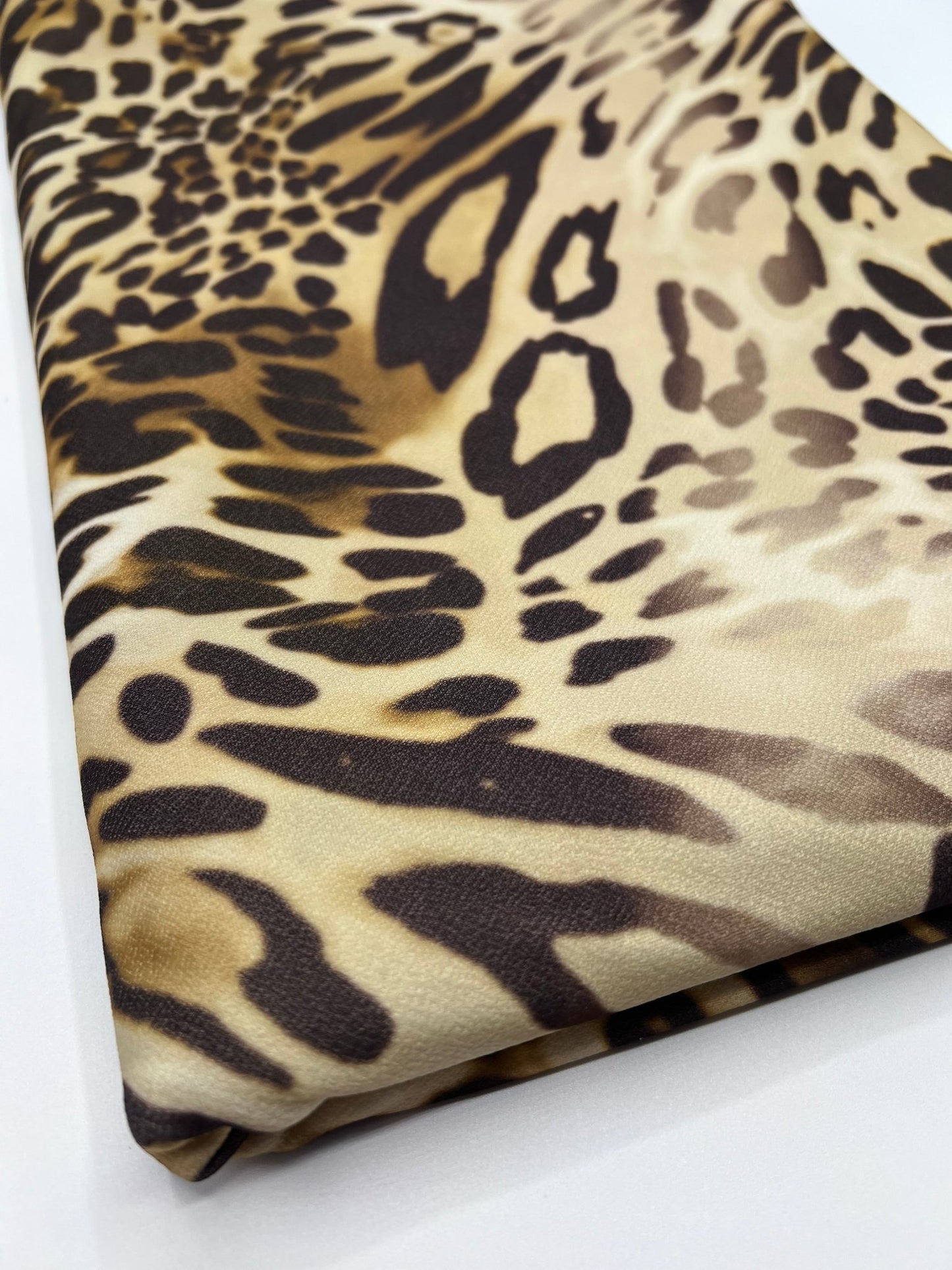 Leopard Mix Print Lightweight Jersey Crepe Fabric 4 Way Stretch - T9 Fabrics