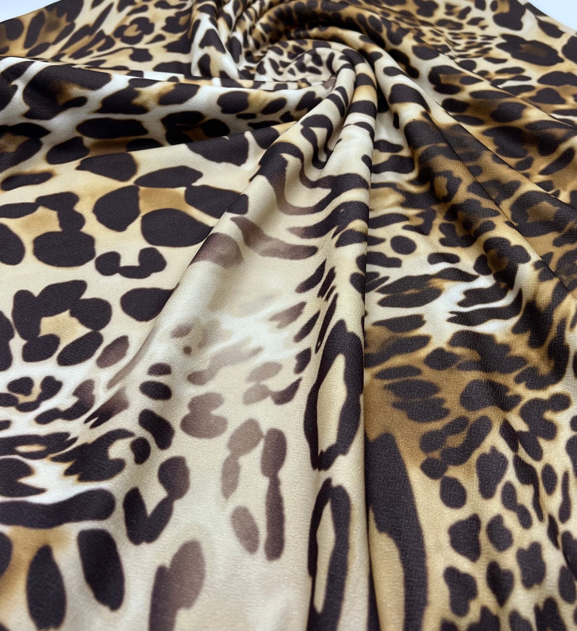 Leopard Mix Print Lightweight Jersey Crepe Fabric 4 Way Stretch - T9 Fabrics