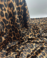 Leopard Print Brown Velour Spandex Stretch Fabric - T9 Fabrics