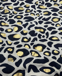 Leopard Print Gold Rib Stretch Fabric - T9 Fabrics