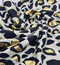 Leopard Print Gold Rib Stretch Fabric - T9 Fabrics