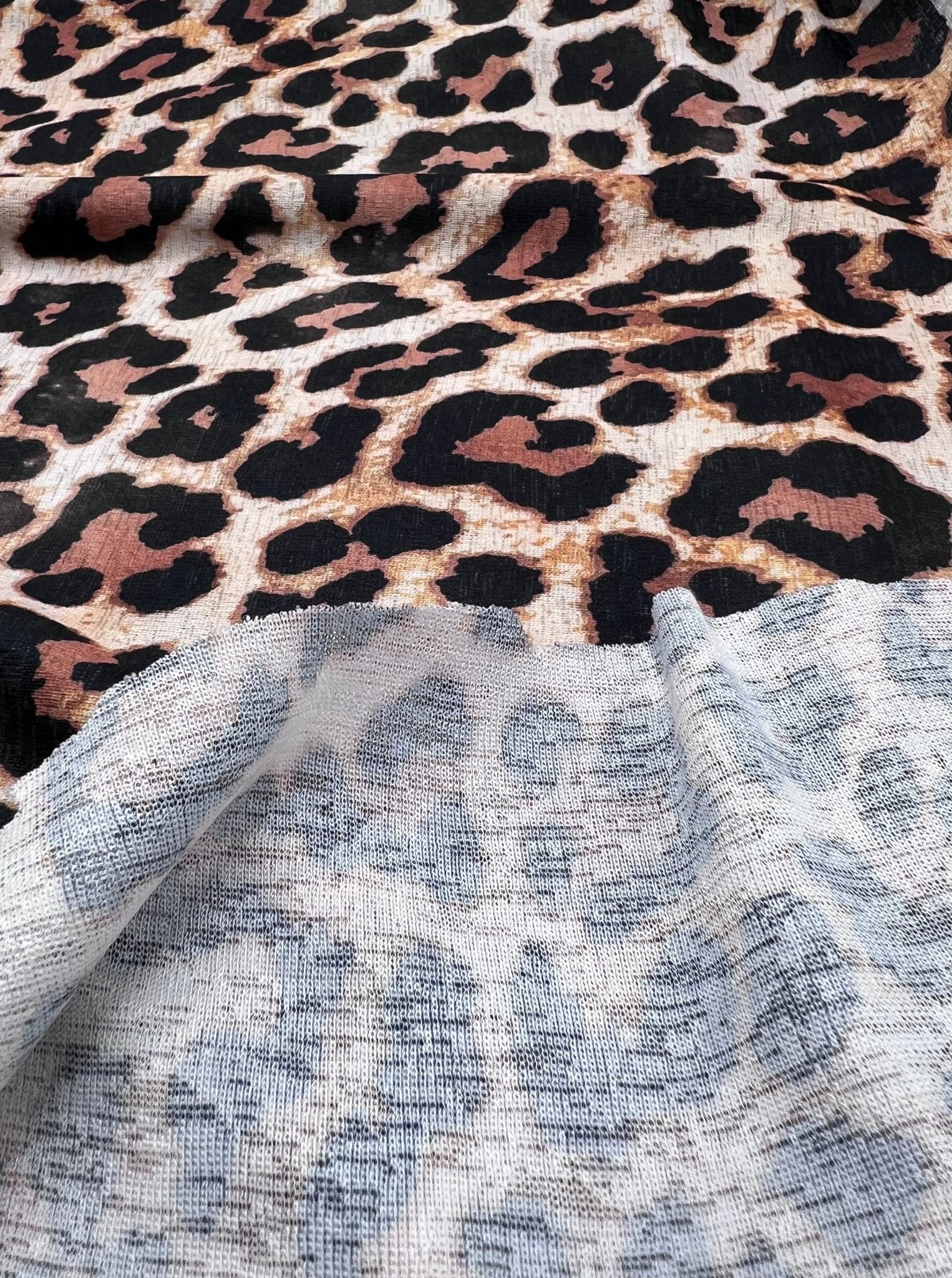 Leopard Printed Lightweight Onionskin Stretch Fabric - T9 Fabrics