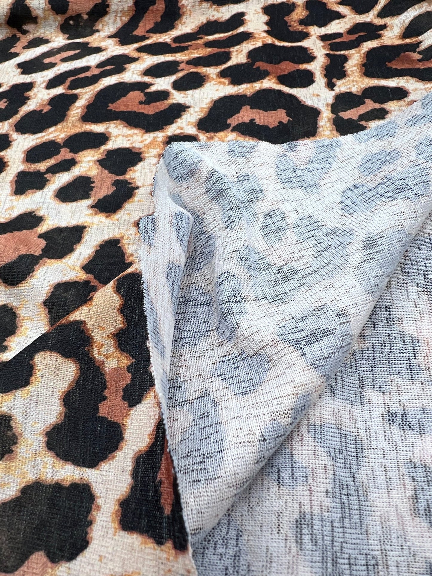 Leopard Printed Lightweight Onionskin Stretch Fabric - T9 Fabrics