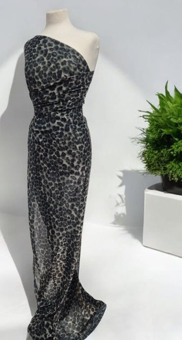 Leopard Shimmer Shiny Print Mesh Fabric Stretch - T9 Fabrics
