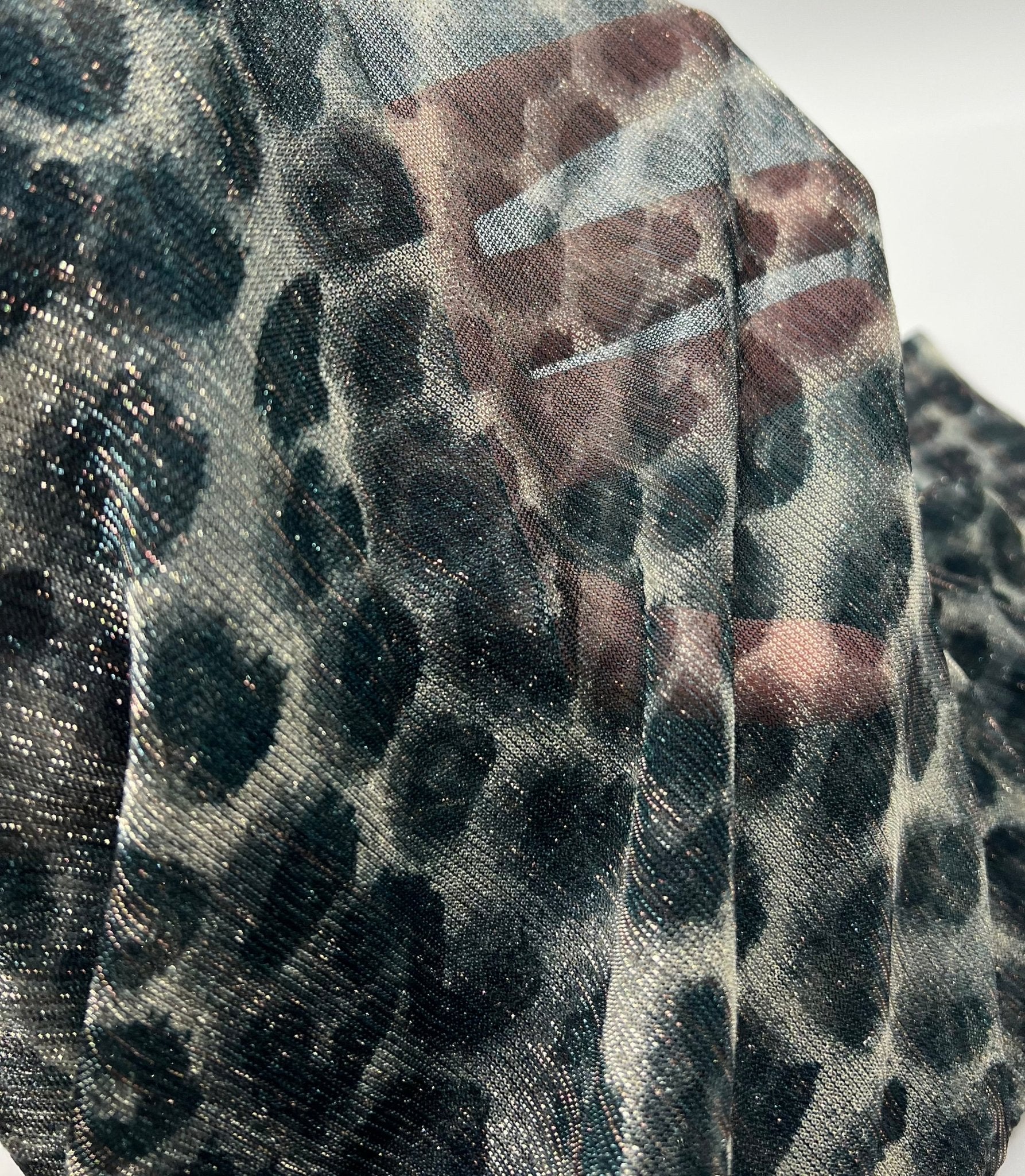 Leopard Shimmer Shiny Print Mesh Fabric Stretch - T9 Fabrics