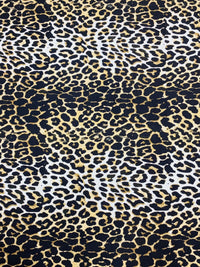 Leopard White Print Spun Poly Stretch Fabric - T9 Fabrics