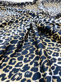 Leopard White Print Spun Poly Stretch Fabric - T9 Fabrics