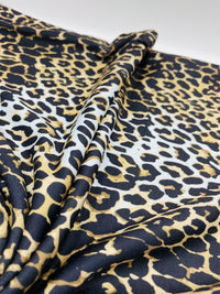 Leopard White Print Spun Poly Stretch Fabric - T9 Fabrics