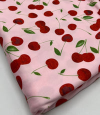 Light Baby Pink Cherry Super Soft Print Spun Poly Stretch Fabric - T9 Fabrics