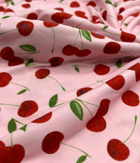 Light Baby Pink Cherry Super Soft Print Spun Poly Stretch Fabric - T9 Fabrics