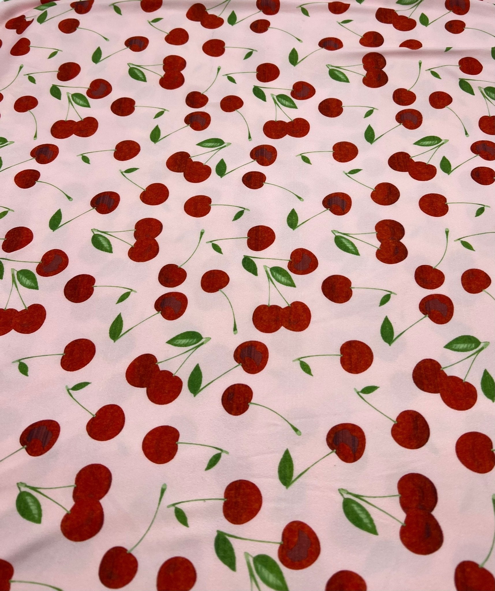 Light Baby Pink Cherry Super Soft Print Spun Poly Stretch Fabric - T9 Fabrics