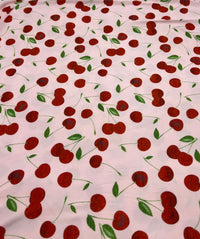 Light Baby Pink Cherry Super Soft Print Spun Poly Stretch Fabric - T9 Fabrics