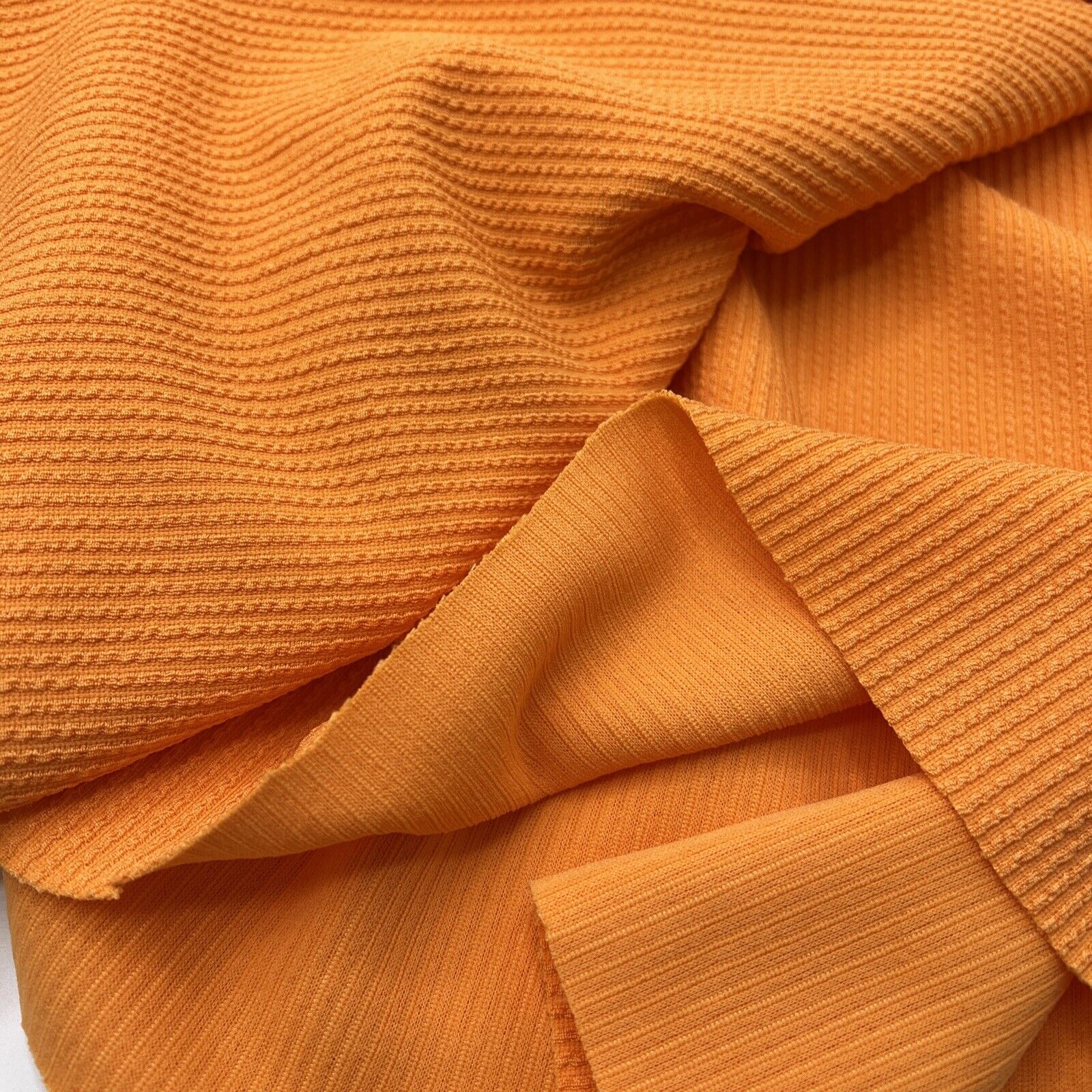 Light Orange Crinkle Rib Stretch Fabric - T9 Fabrics