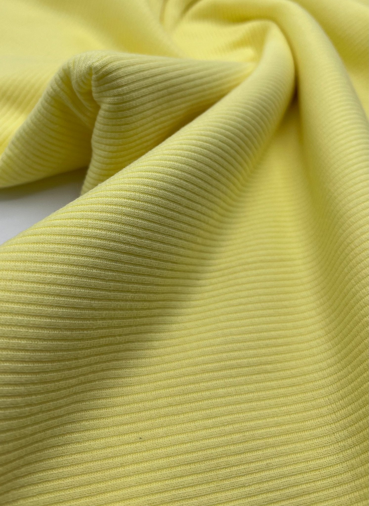 Light Yellow 2X1 Fine Rib Stretch Fabric - T9 Fabrics