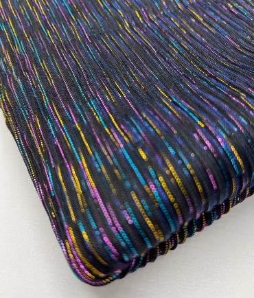 Lightweight Shiny Multi Thread Plisse Pleated Stretch Fabric - T9 Fabrics