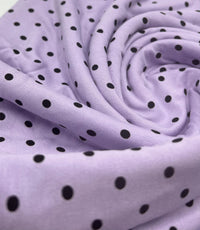 Lilac & Black Polka Dot Viscose Elastane Fabric - T9 Fabrics