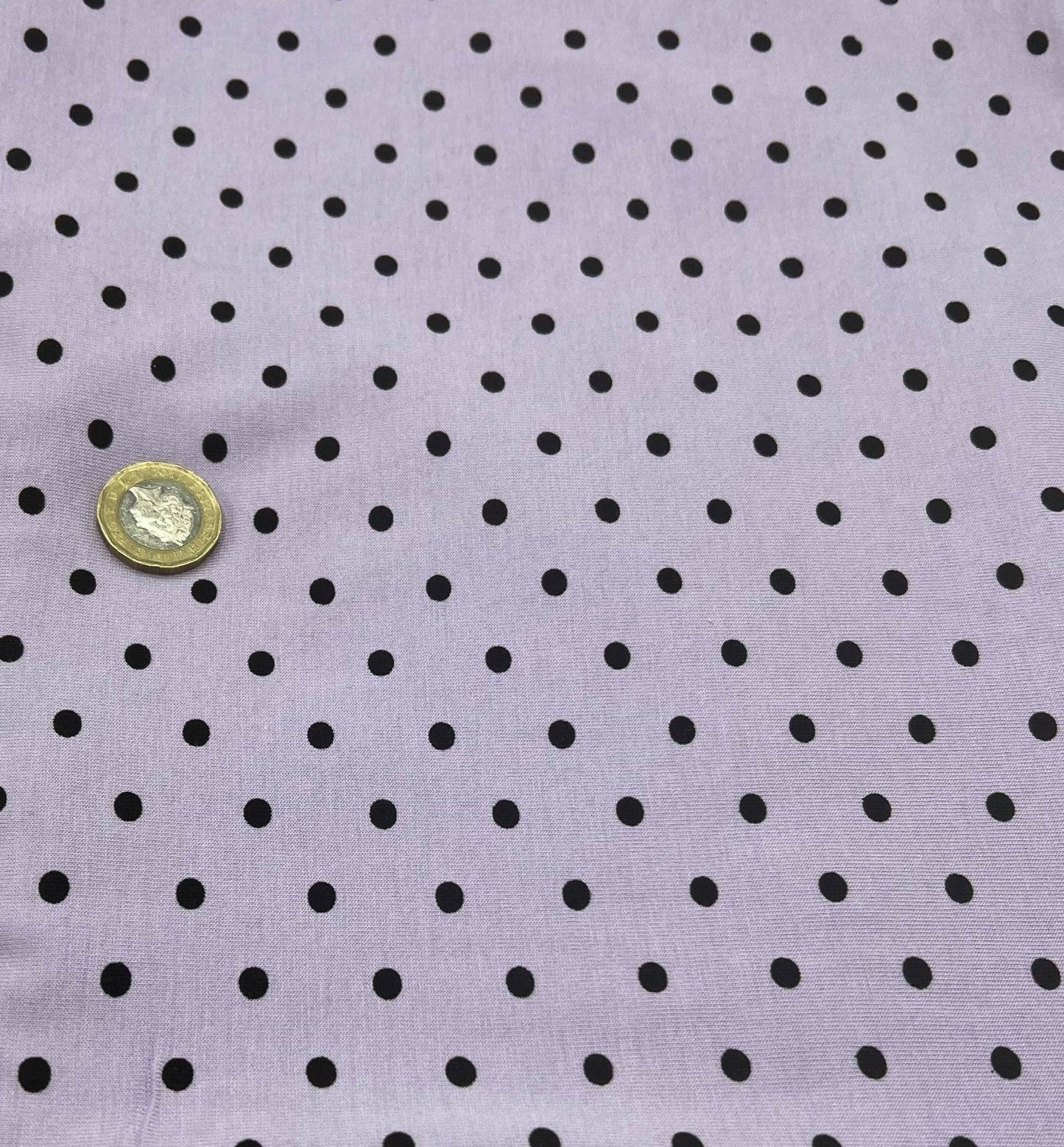 Lilac & Black Polka Dot Viscose Elastane Fabric - T9 Fabrics