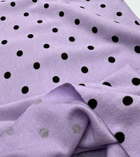 Lilac & Black Polka Dot Viscose Elastane Fabric - T9 Fabrics