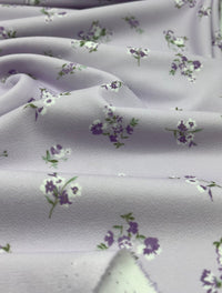 Lilac Ditsy Floral Print Lightweight Jersey Crepe Fabric 4 Way Stretch - T9 Fabrics