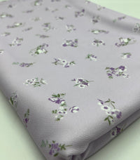 Lilac Ditsy Floral Print Lightweight Jersey Crepe Fabric 4 Way Stretch - T9 Fabrics