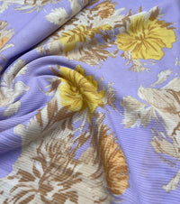 Lilac Floral Print 2X1 Fine Rib Stretch Fabric - T9 Fabrics