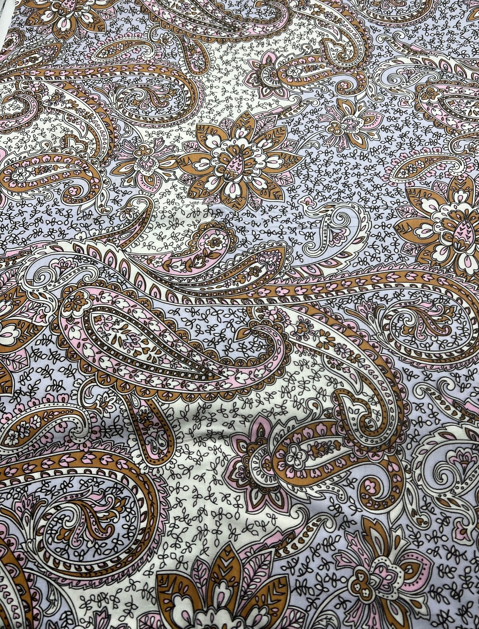 Lilac Paisley Print Viscose Elastane Fabric - T9 Fabrics