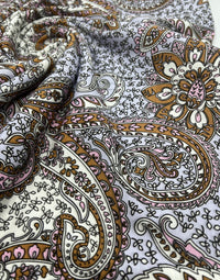 Lilac Paisley Print Viscose Elastane Fabric - T9 Fabrics