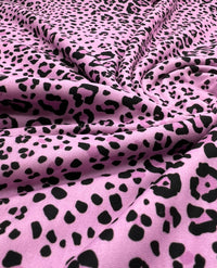 Lilac Pink Black Animal Print Viscose Elastane 4 Way Stretch Fabric - T9 Fabrics