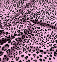Lilac Pink Black Animal Print Viscose Elastane 4 Way Stretch Fabric - T9 Fabrics