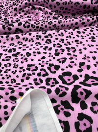 Lilac Pink Black Animal Print Viscose Elastane 4 Way Stretch Fabric - T9 Fabrics