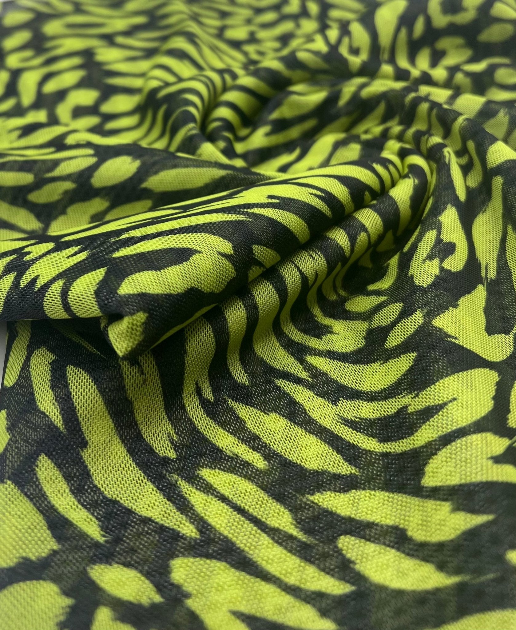 Lime Green Animal Mesh Fabric Stretch - T9 Fabrics