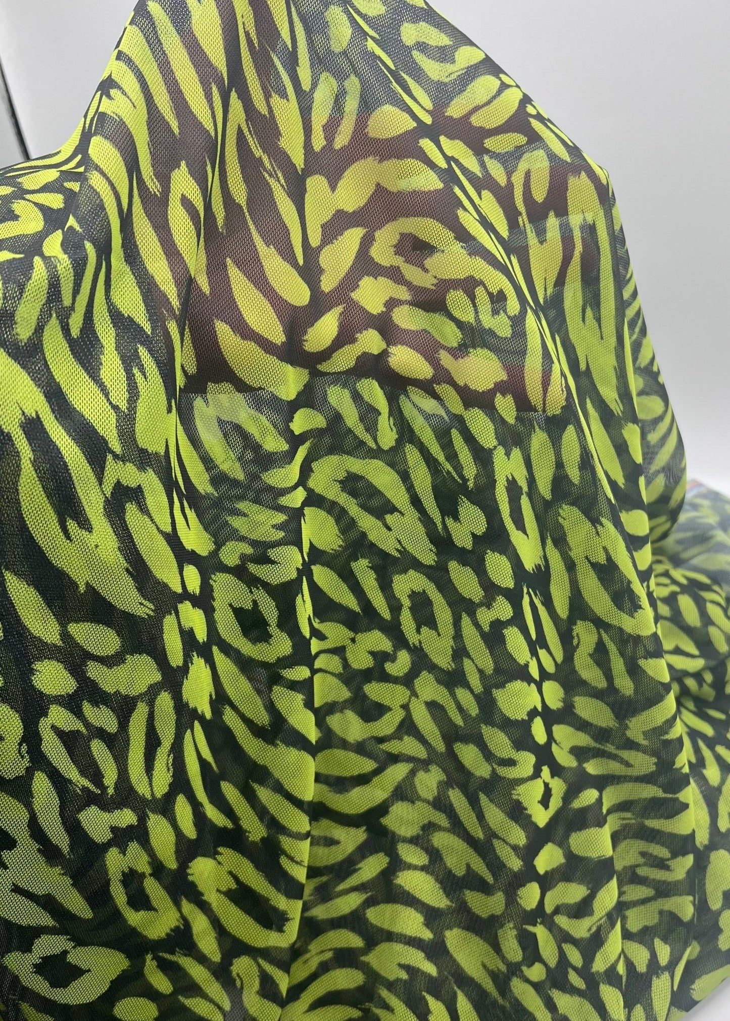 Lime Green Animal Mesh Fabric Stretch - T9 Fabrics