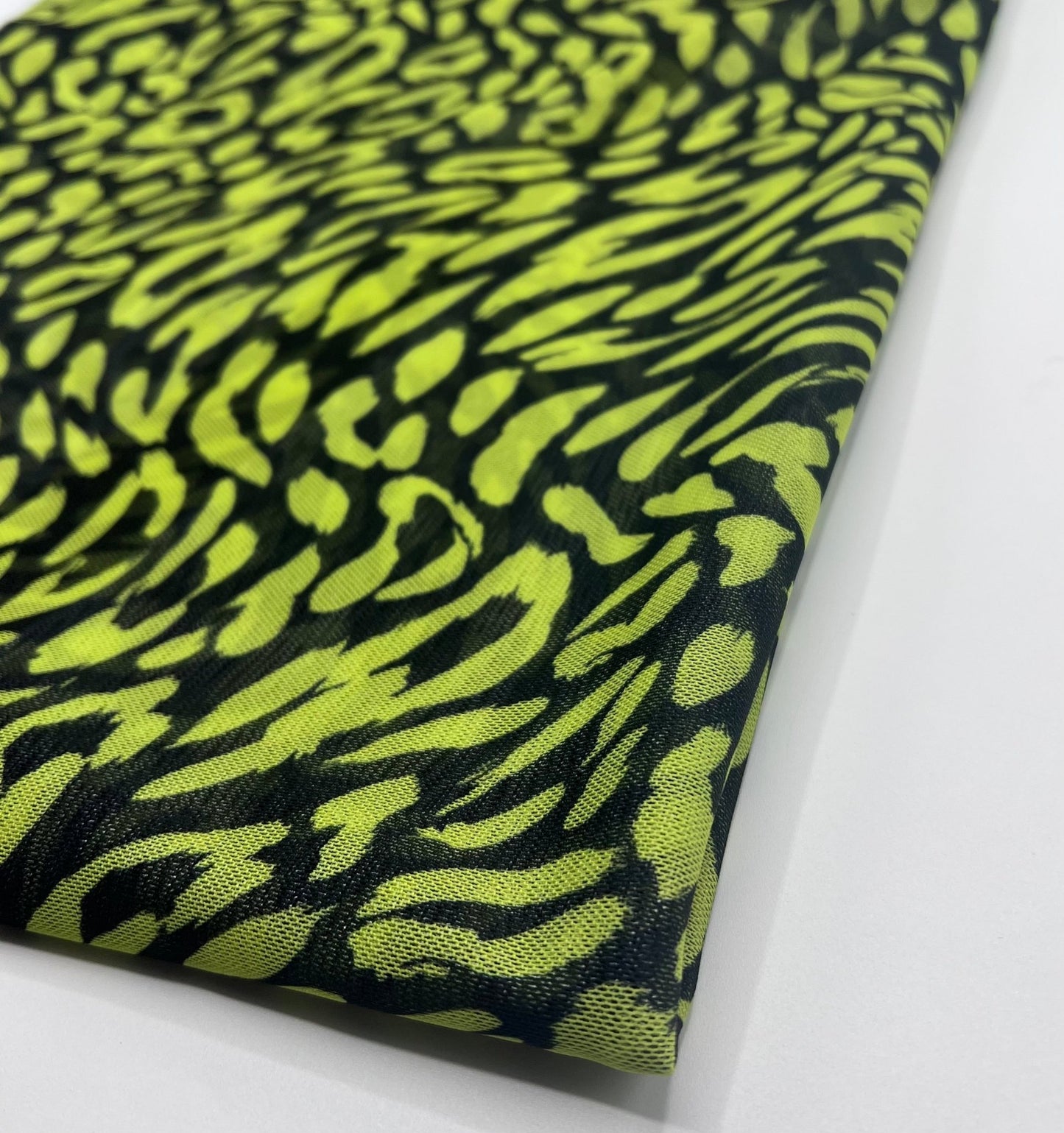 Lime Green Animal Mesh Fabric Stretch - T9 Fabrics