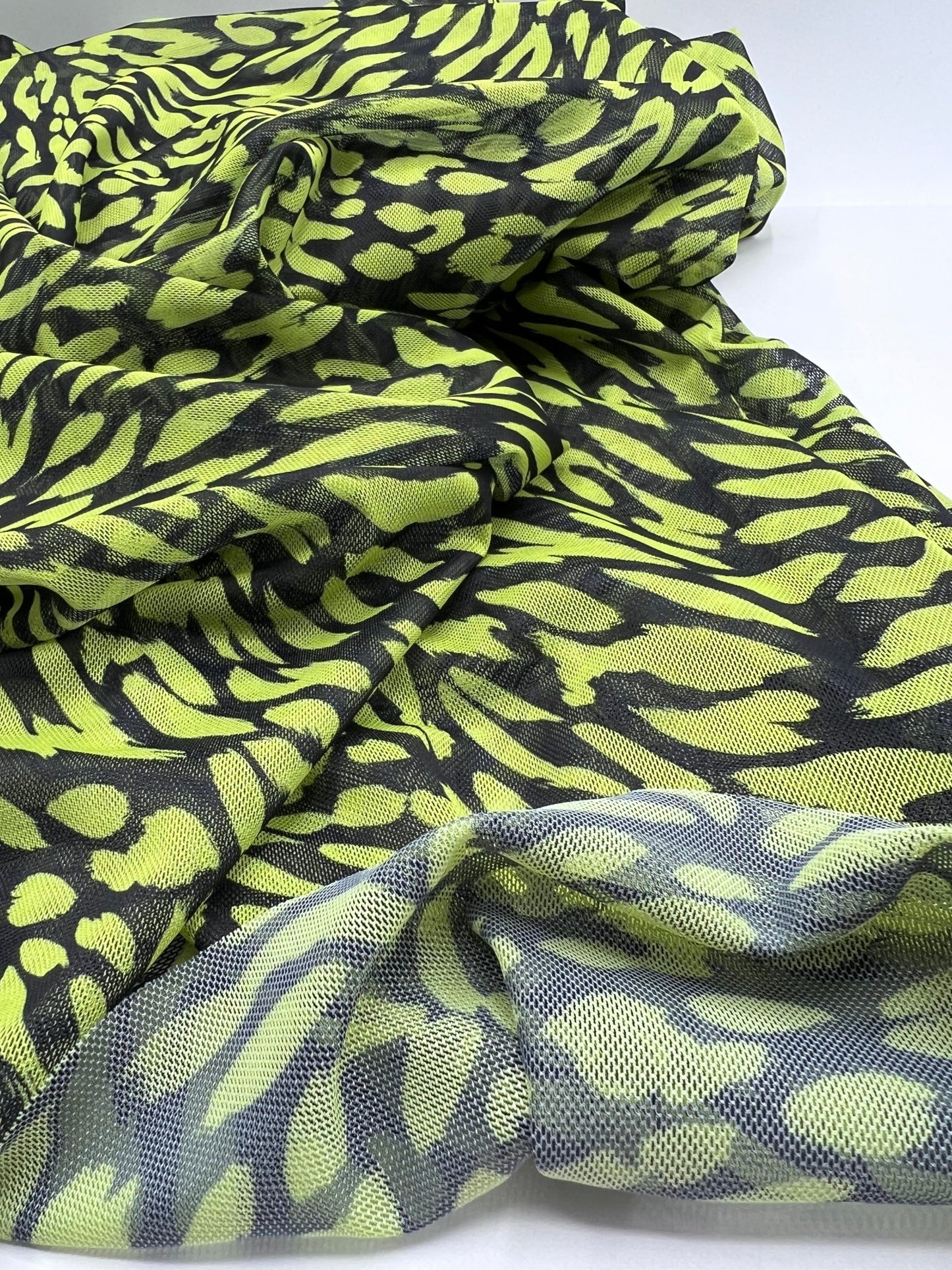 Lime Green Animal Mesh Fabric Stretch - T9 Fabrics