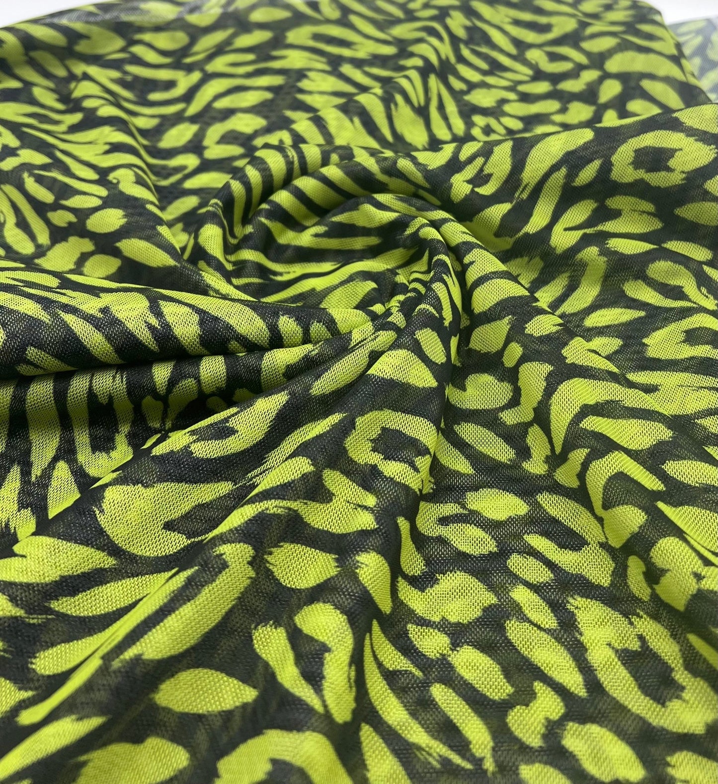 Lime Green Animal Mesh Fabric Stretch - T9 Fabrics