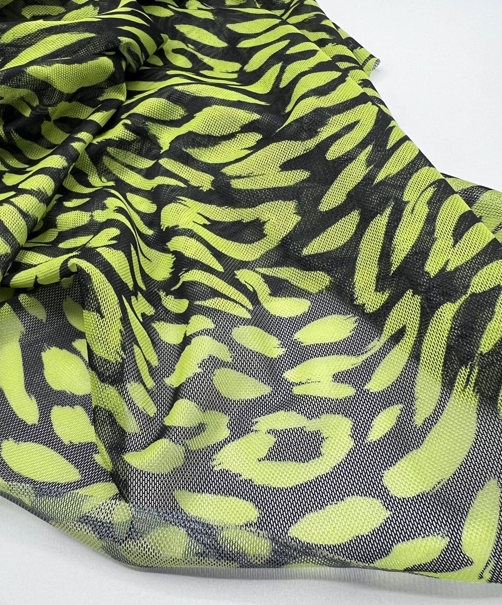 Lime Green Animal Mesh Fabric Stretch - T9 Fabrics