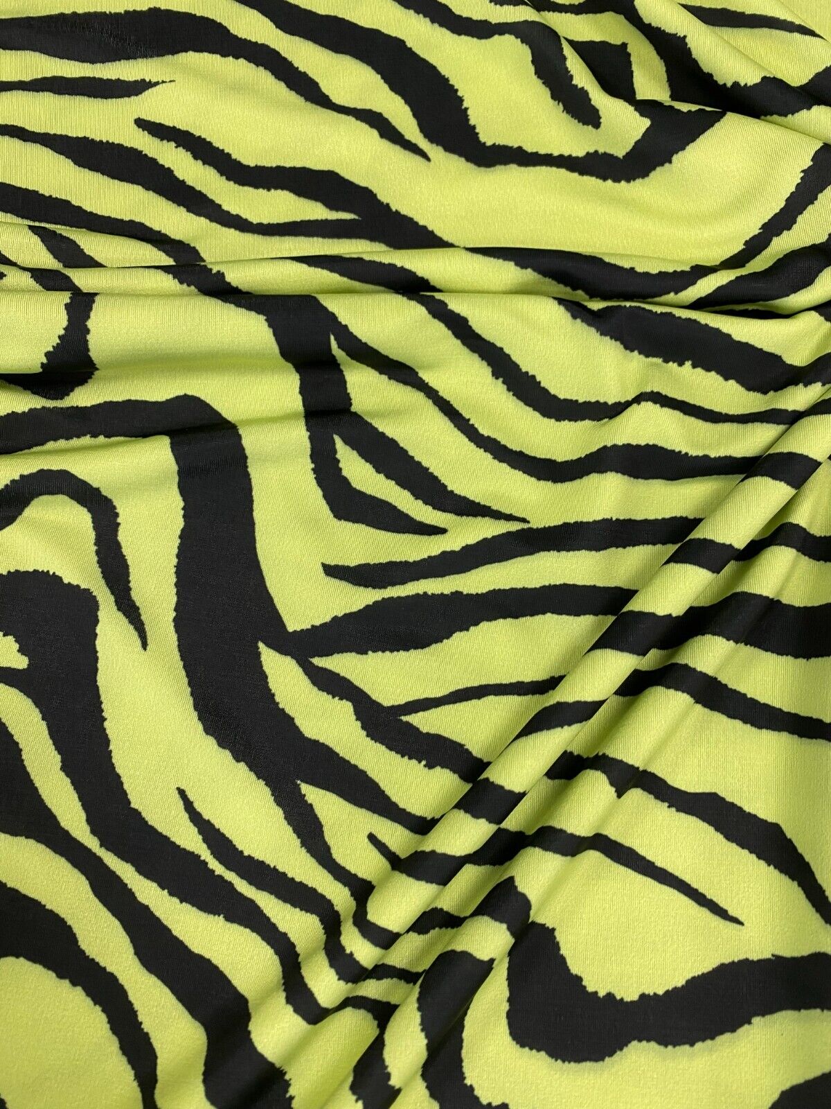 Lime Green & Black Zebra Print Soft Touch Fabric - T9 Fabrics