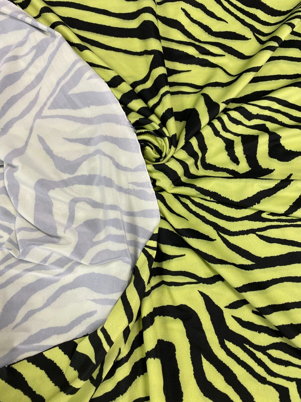 Lime Green & Black Zebra Print Soft Touch Fabric - T9 Fabrics