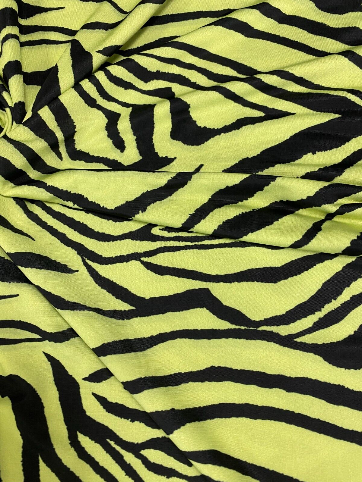 Lime Green & Black Zebra Print Soft Touch Fabric - T9 Fabrics