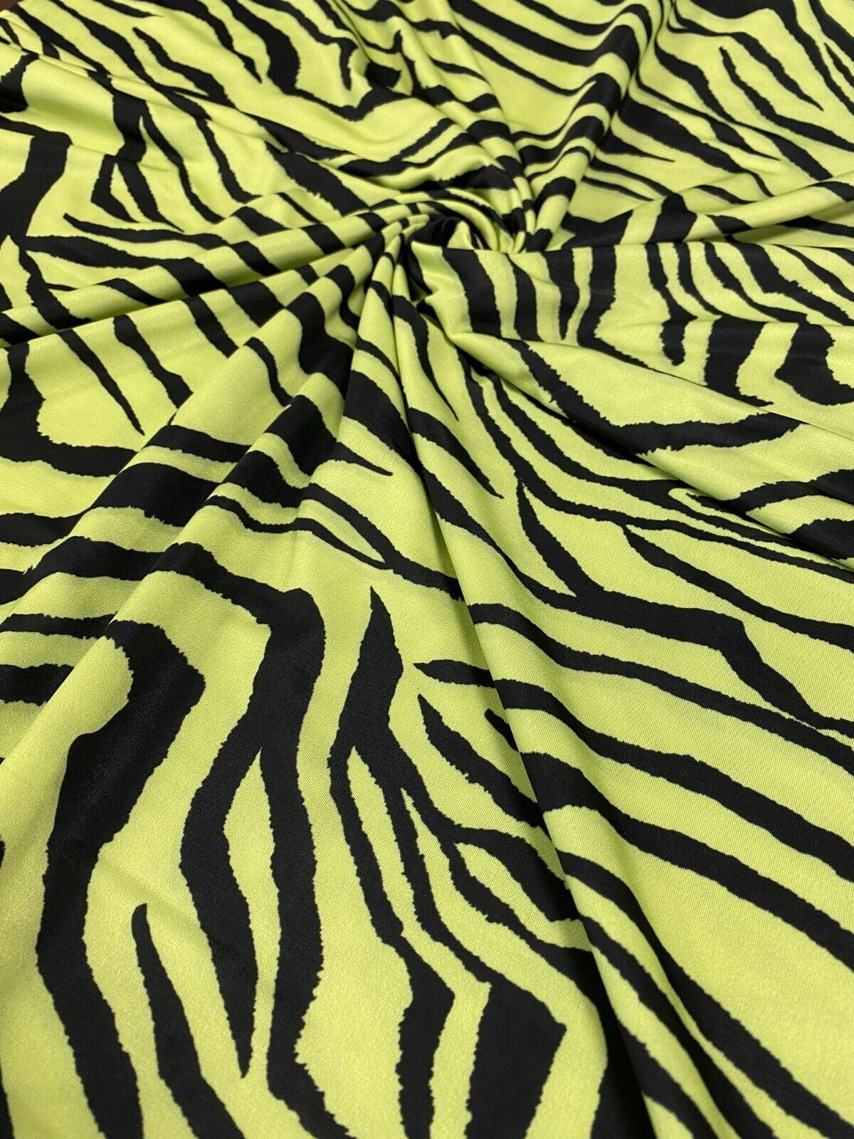 Lime Green & Black Zebra Print Soft Touch Fabric - T9 Fabrics