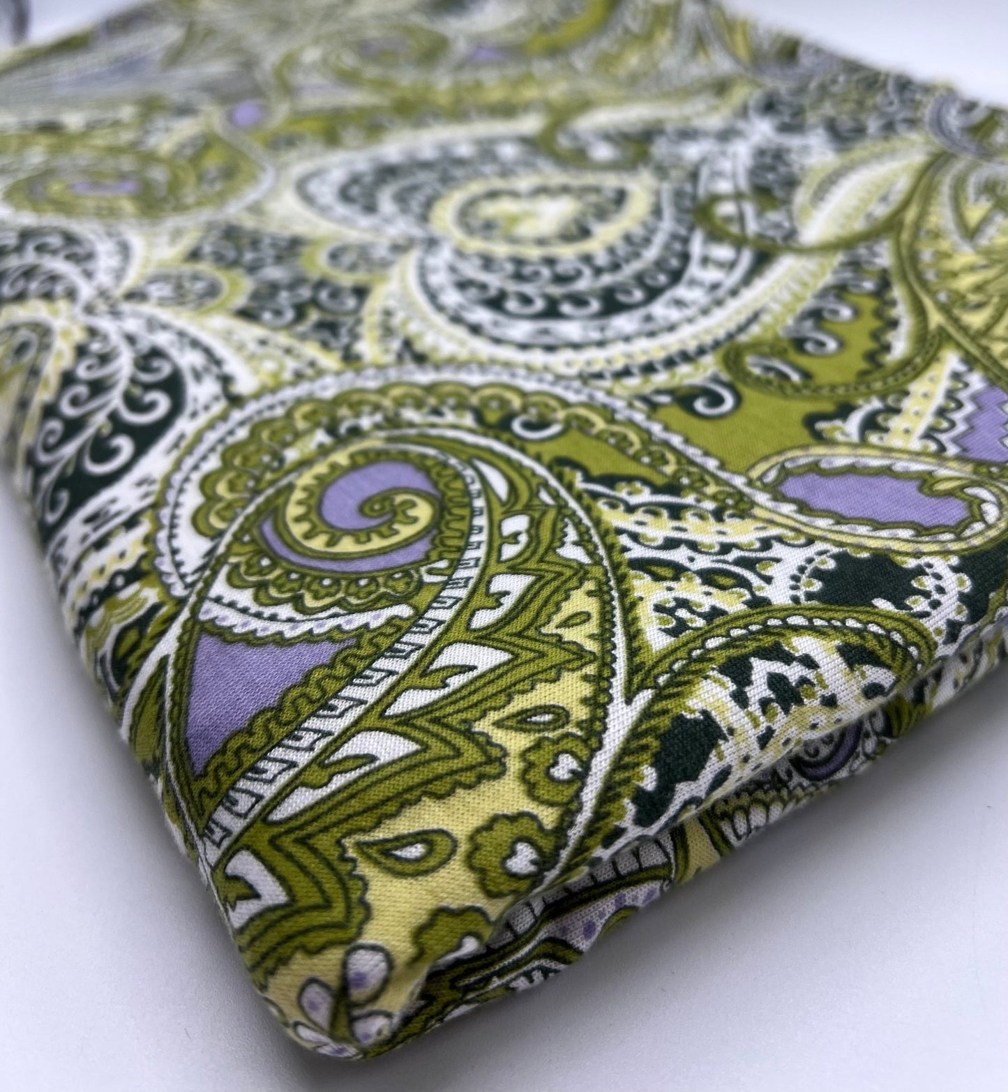 Lime Paisley Mix Print Viscose Elastane Fabric - T9 Fabrics