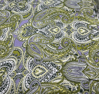 Lime Paisley Mix Print Viscose Elastane Fabric - T9 Fabrics