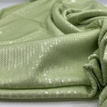 Lime Sequin Detail Print Soft Touch Stretch Fabric - T9 Fabrics