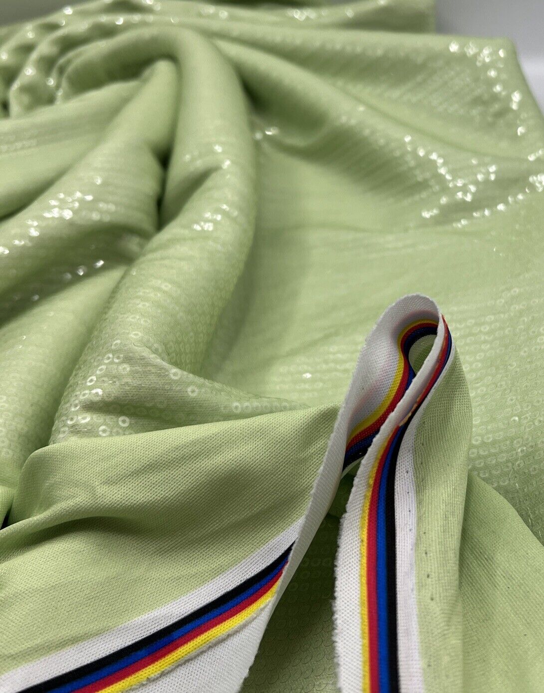 Lime Sequin Detail Print Soft Touch Stretch Fabric - T9 Fabrics