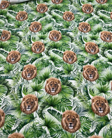 Lion Jungle Cotton Stretch Jersey 200 GSM 95/5 Lycra 4 Way Stretch - T9 Fabrics