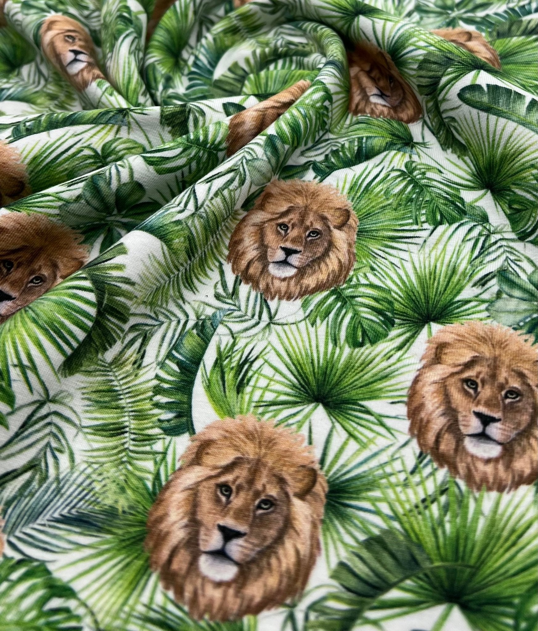 Lion Jungle Cotton Stretch Jersey 200 GSM 95/5 Lycra 4 Way Stretch - T9 Fabrics