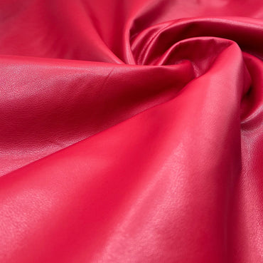 Lipstick Red Faux Leather Leatherette Stretch Fabric - T9 Fabrics