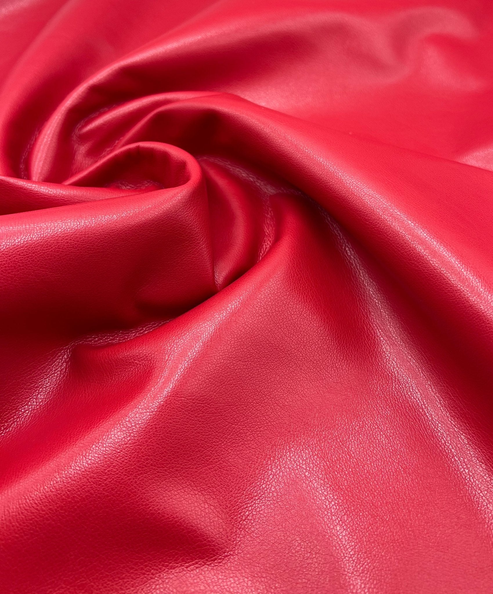 Lipstick Red Faux Leather Leatherette Stretch Fabric - T9 Fabrics